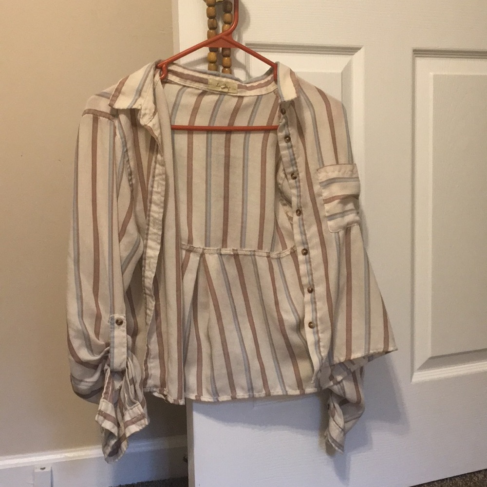 Cropped striped button up.